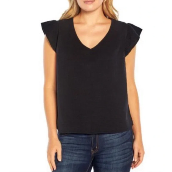 NWT Three Dots Black Short Sleeved Double Gauze Top XXL - Picture 1 of 3